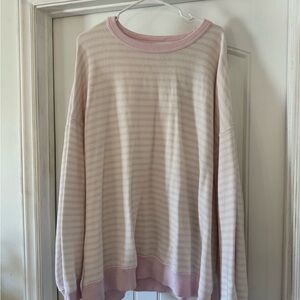 aerie Light Pink & Cream Striped Knit Top